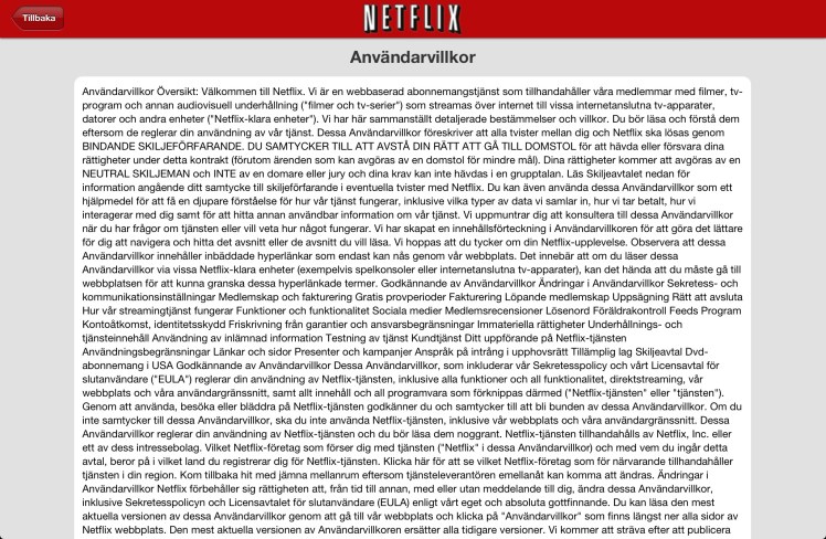 Netflix användarvillkor